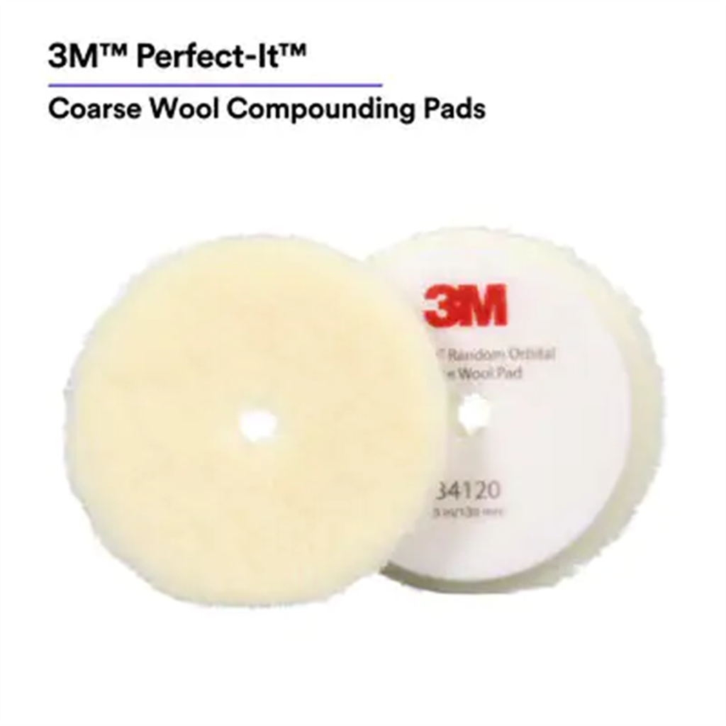 3M Perfect-it Random Orbital Wool Compounding Pad 34120, Coarse, White, 5 in 130 Mm 34120 - All