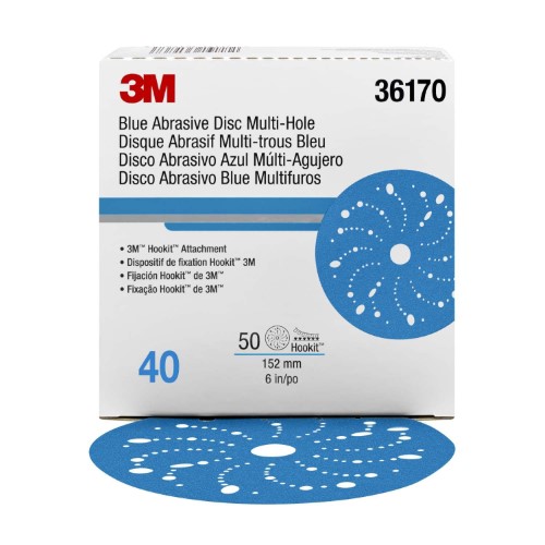 3M 36170 AMAPR Blue Abrasive Disc Multi-Hole, 6 in, 40 Grade, 50 Discs per Carton